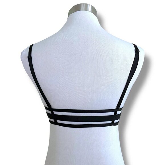 Victorias Secret 32C Bra Black Lined Demi Front Close Strappy Back Underwire - Picture 5 of 8